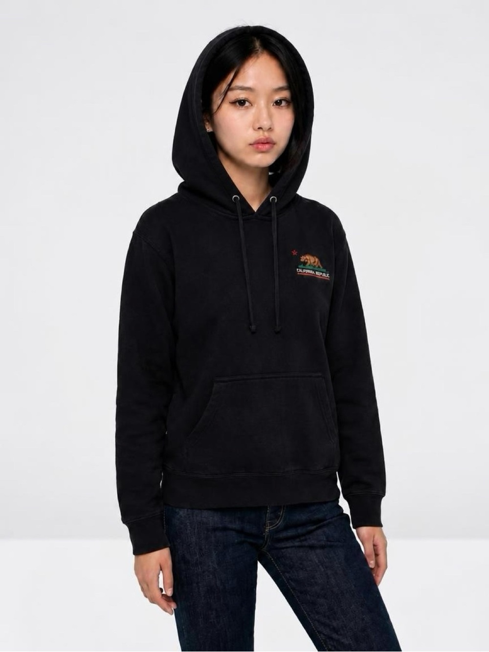 Eighty Eight Black Women's Hoodie with California Bear Patch